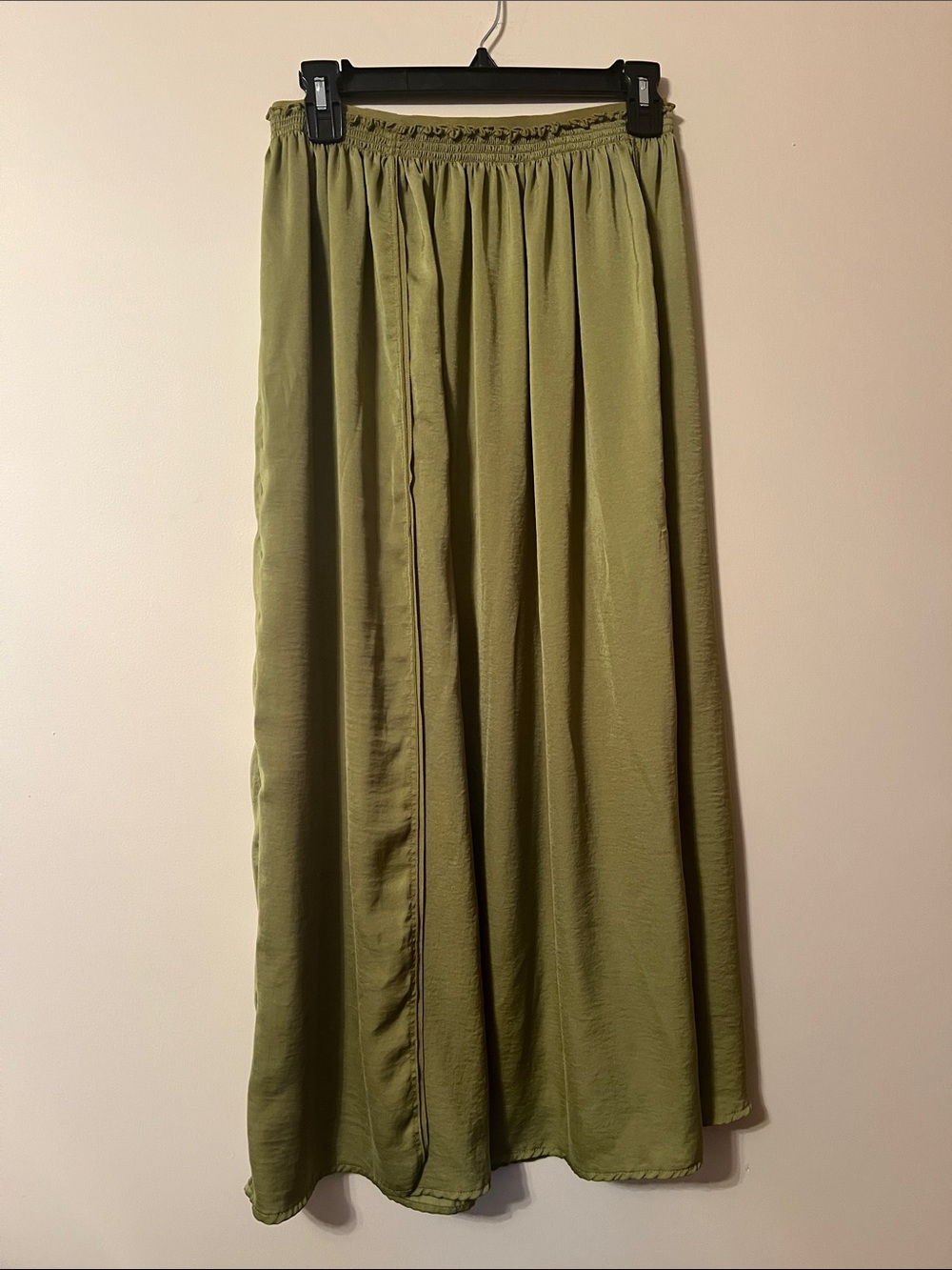 Tahari Olive Green Maxi Skirt with Elastic Waist